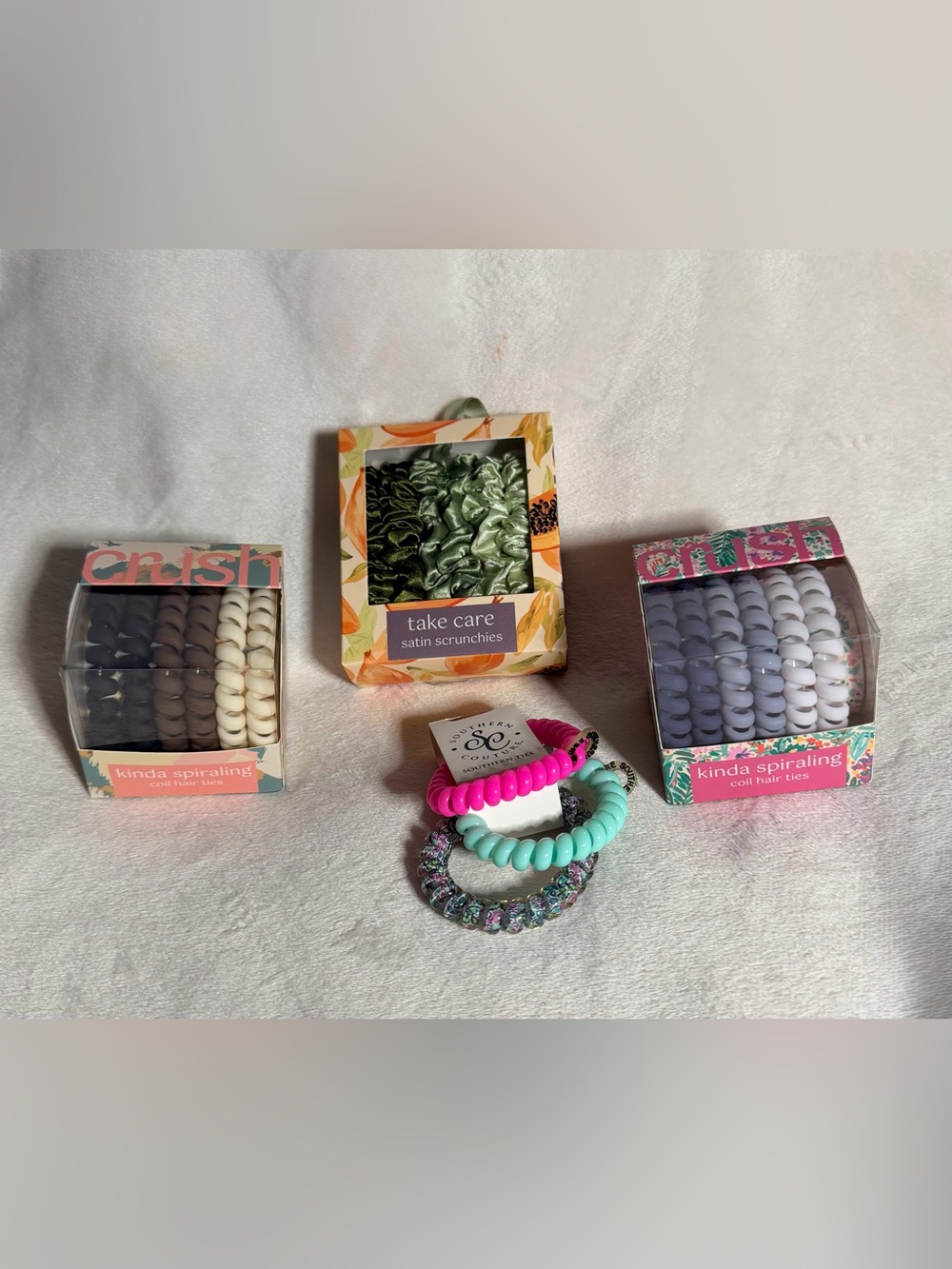 ✨Bundle✨ NWT Crush @ Southern Ties Mixed Color Spiral & Satin Hair Ties